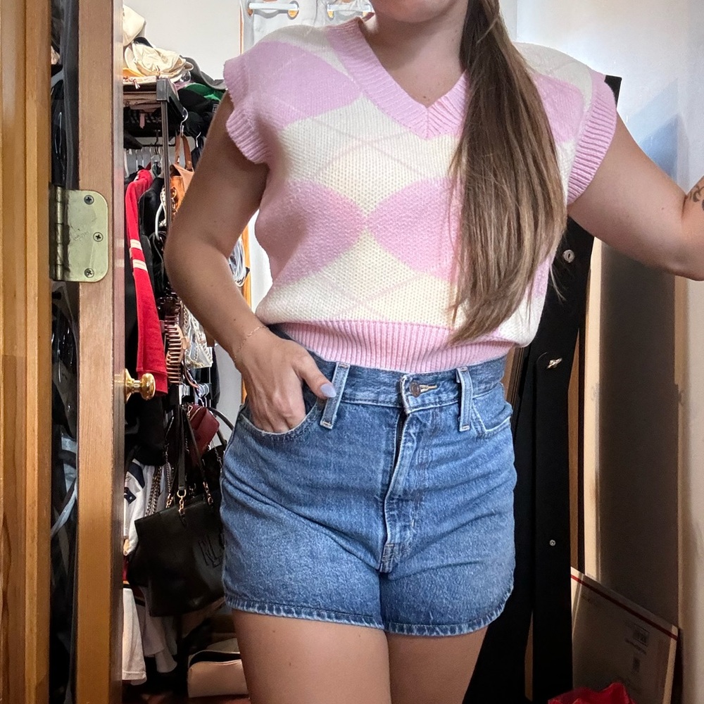 Pink and yellow sweater vest